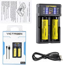 VICTAGEN Ultimate Battery Charger Set- Speedy Charging for Rechargeable Batteries 3.7V Lithium-ion 18650 18490 18350 17670 17500 16340(RCR123) 14500, 1.2V Ni-MH&Ni-Cd, AA, AAA Rechargeable Batteries