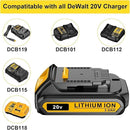 2Packs 20V 3.0Ah Replacement Lithium Battery for Dewalt 20V Compatible with Dewalt DCB203 Series Cordless Power Tools