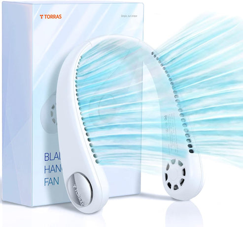 TORRAS L2 Portable Neck Fan Rechargeable Lightweight Neck Fans, 3 Speeds Powered Neck Air Conditioner Battery for Women & Men
