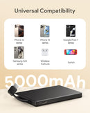 5000mAh Magsafe Power Bank Charger with Built-In USB C or Lightning Cable