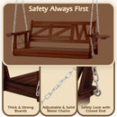 Wooden Porch Swing Heavy Duty 550 LBS Outdoor Patio Swing Bench for Adults with Hanging Chains & Upgraded Cupholders Two Person Front Porch Tree Swing Chair for Garden & Backyard & Balcony