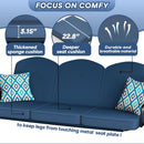 3 Seat Outdoor Porch Patio Swing with Stand 800lbs 2-in-1 Convertible Swing Bed with Adjustable Canopy & Removable Cushion for Yard Garden Deck ( Square Tube)