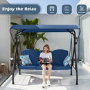 800LBS Patio Swing with Canopy 3 Seat Outdoor Porch Swing with Stand w/Cup Holder & Pillow Glider Chair Swing Bed for Patio Backyard Poolside