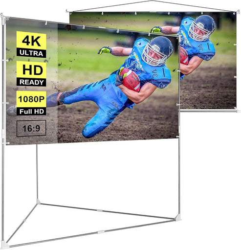 VIVOHOME 100 Inch 2-in-1 Portable Video Projector Screen with Triangle Stand, 16:9 Aspect Ratio Hanging Screen for Home School Office Indoor Outdoor