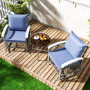 3 PCS Outdoor Rocking Chairs Patio Bistro Set with Glass Table Morden Braid Design Patio Furniture with 4 Inch Cushions for Backyard Porch Poolside Garden