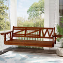 Wooden Porch Swing Heavy Duty 550 LBS Outdoor Patio Swing Bench for Adults with Hanging Chains & Upgraded Cupholders Two Person Front Porch Tree Swing Chair for Garden & Backyard & Balcony