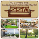 Wooden Porch Swing Heavy Duty 550 LBS Outdoor Patio Swing Bench for Adults with Hanging Chains & Upgraded Cupholders Two Person Front Porch Tree Swing Chair for Garden & Backyard & Balcony