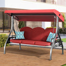3 Seat Outdoor Porch Patio Swing with Stand 800lbs 2-in-1 Convertible Swing Bed with Adjustable Canopy & Removable Cushion for Yard Garden Deck ( Square Tube)
