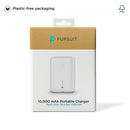 PURSUIT 10,000mAh Ultra-Compact Power Bank with USB-C PD and USB-A, Recycled Plastic Housing and Plastic-Free Packaging,  Fast Charging Battery Pack Travel Essential,Idea Gifts