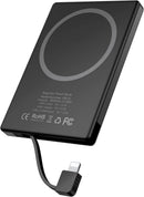 5000mAh Magsafe Power Bank Charger with Built-In USB C or Lightning Cable