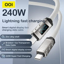 240W USB-C to USB-C PD Fast Charging Cable with Smart Power Display, Braided Durable Cable for Laptops, Tablets & Phones