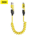 OOI Armored Dragon Vlll 4-in-1 Coiled Universal USB Charger Cable-65W Fast Car Charging & Data Sync for iPhone 16/15, iPad Pro,Electronic(Charging suit)